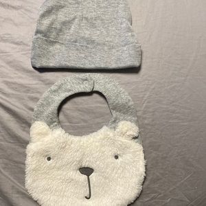 Beanie and bear bib